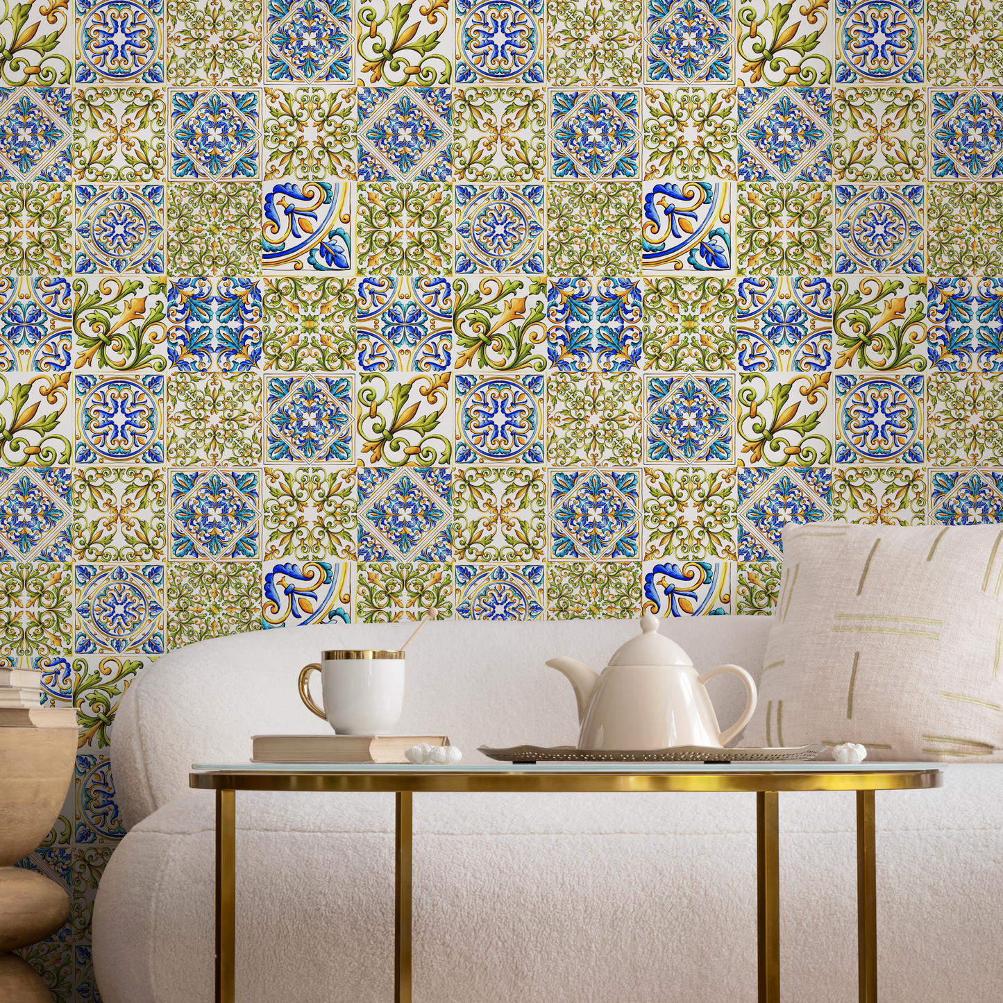 Wallpaper Peel and Stick Wallpaper Removable Wallpaper Home Decor Wall Art Wall Decor Room Decor / Arabesque Tiles Wallpaper - C340