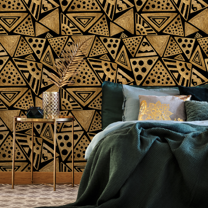 Wallpaper Peel and Stick Wallpaper Removable Wallpaper Home Decor Wall Art Wall Decor Room Decor / Non-Metallic Gold Tribal Wallpaper - C341