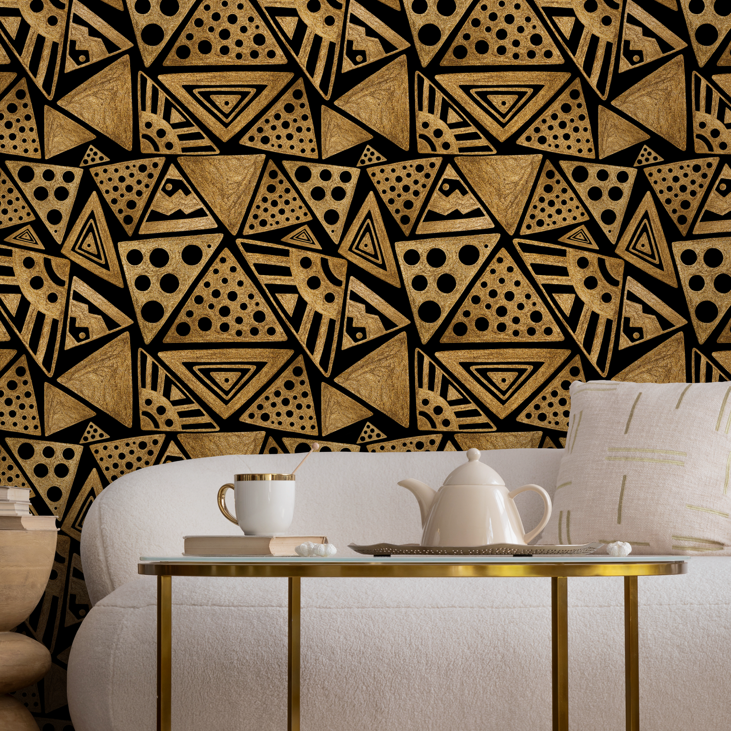 Wallpaper Peel and Stick Wallpaper Removable Wallpaper Home Decor Wall Art Wall Decor Room Decor / Non-Metallic Gold Tribal Wallpaper - C341