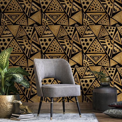 Wallpaper Peel and Stick Wallpaper Removable Wallpaper Home Decor Wall Art Wall Decor Room Decor / Non-Metallic Gold Tribal Wallpaper - C341