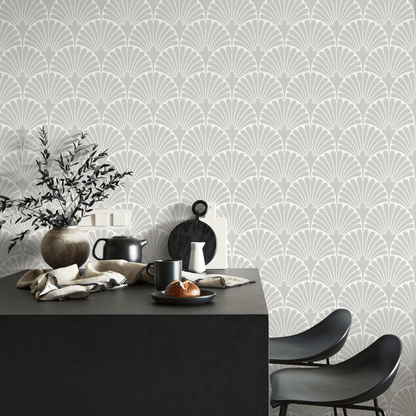 Wallpaper Peel and Stick Wallpaper Removable Wallpaper Home Decor Wall Art Wall Decor Room Decor / Gray Art Deco Wallpaper - C366