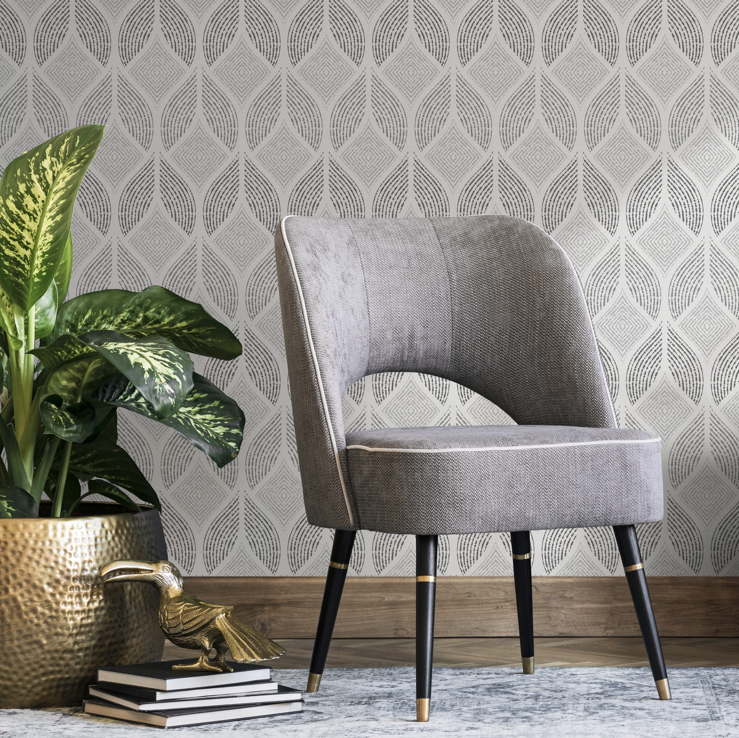 Wallpaper Peel and Stick Wallpaper Removable Wallpaper Home Decor Wall Art Wall Decor Room Decor / Gray Abstract Geometric Wallpaper - C370