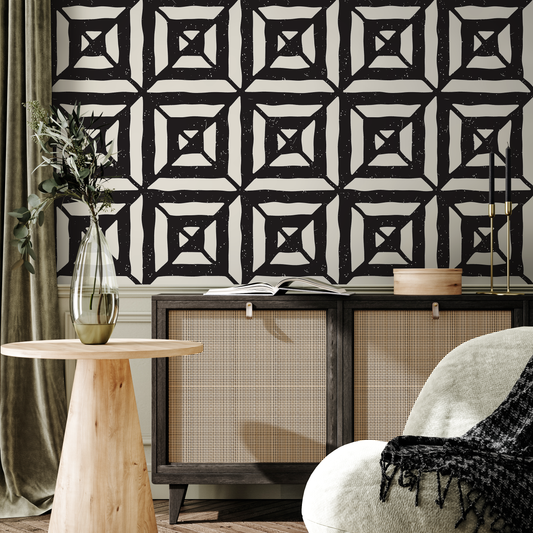 Wallpaper Peel and Stick Wallpaper Removable Wallpaper Home Decor Wall Art Wall Decor Room Decor / Black Geometric Modern Wallpaper - C375