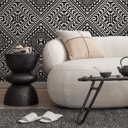 Wallpaper Peel and Stick Wallpaper Removable Wallpaper Home Decor Wall Art Wall Decor Room Decor / Black Geometric African Wallpaper - C377