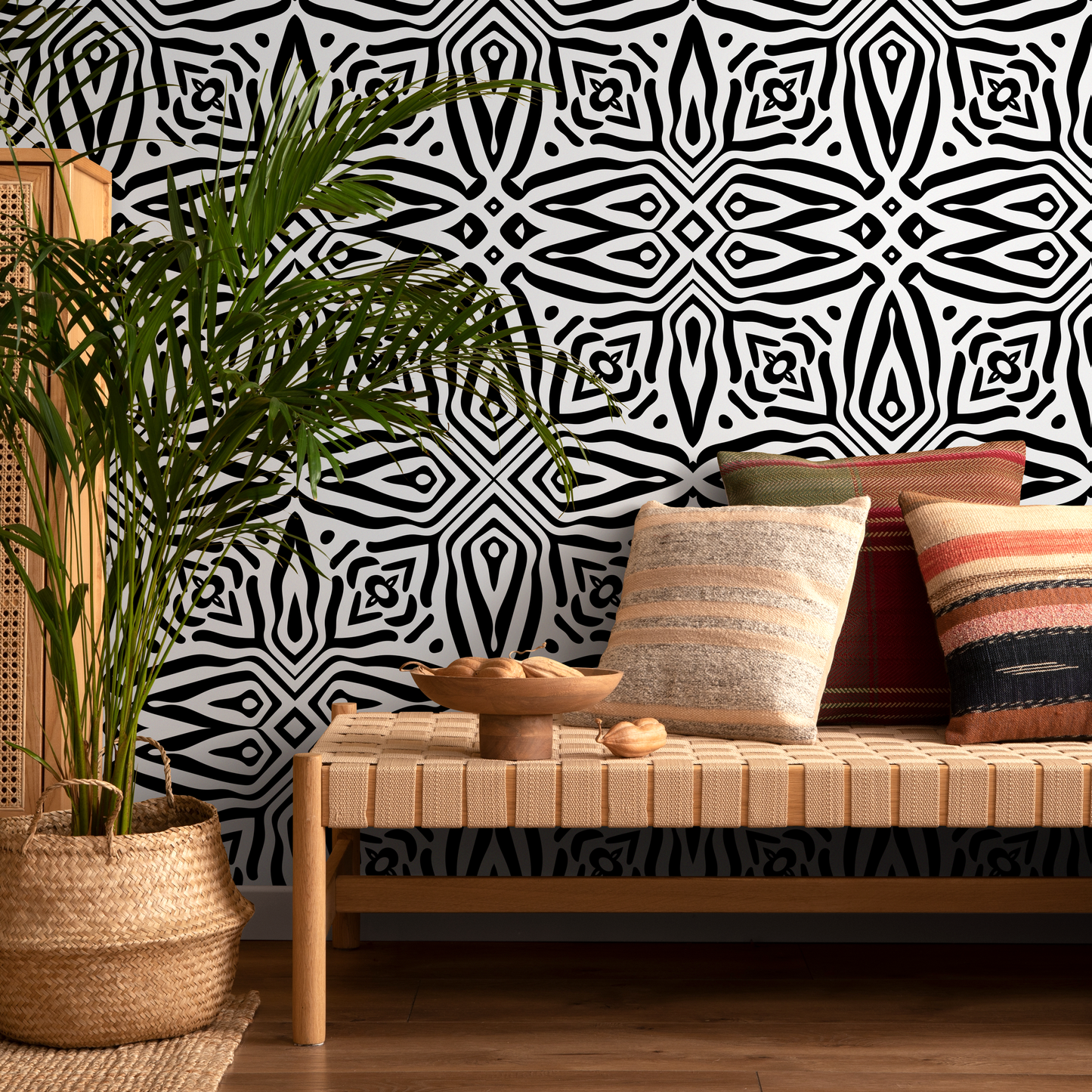 Wallpaper Peel and Stick Wallpaper Removable Wallpaper Home Decor Wall Art Wall Decor Room Decor / African Black and White Wallpaper - C392