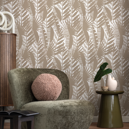 Wallpaper Peel and Stick Wallpaper Removable Wallpaper Home Decor Wall Art Wall Decor Room Decor / Abstract Beige Leaves Wallpaper - C402