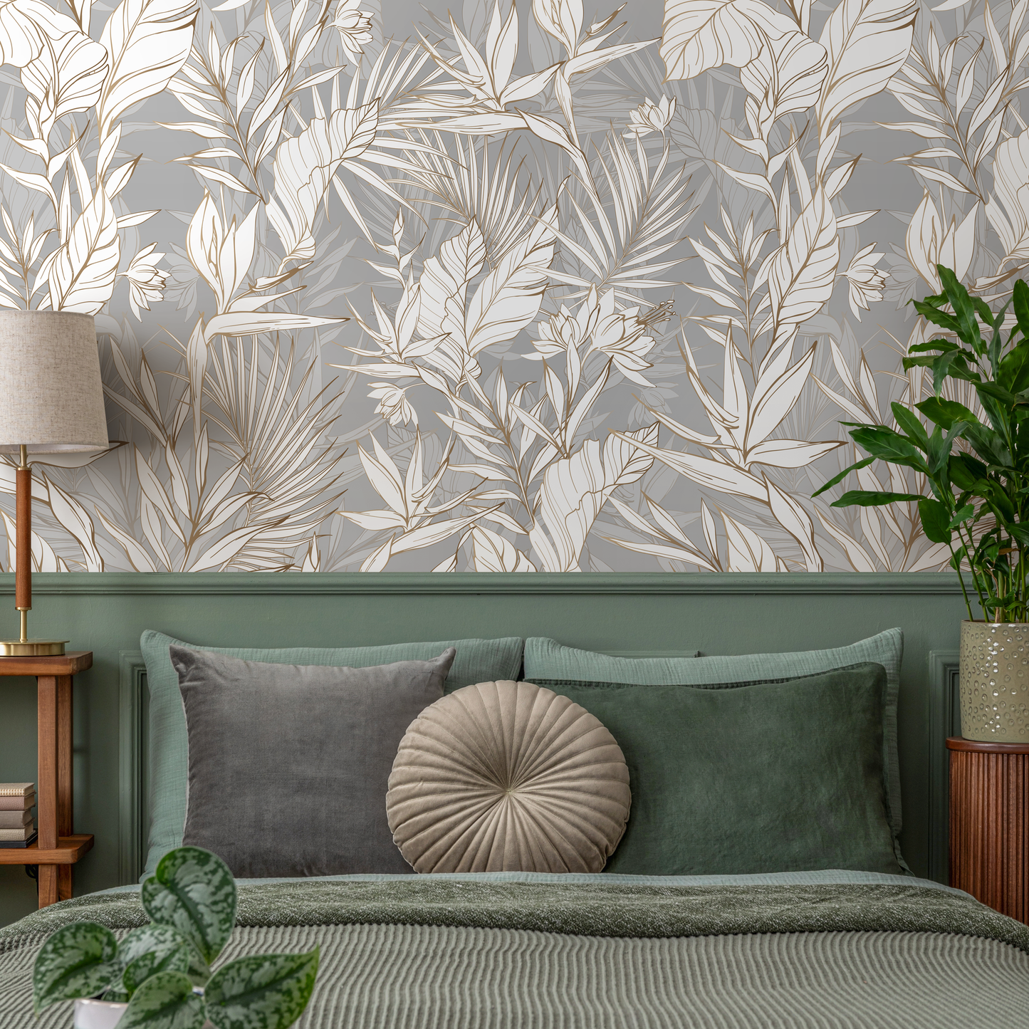 Wallpaper Peel and Stick Wallpaper Removable Wallpaper Home Decor Wall Art Wall Decor Room Decor / Tropical Gray Wallpaper - C403