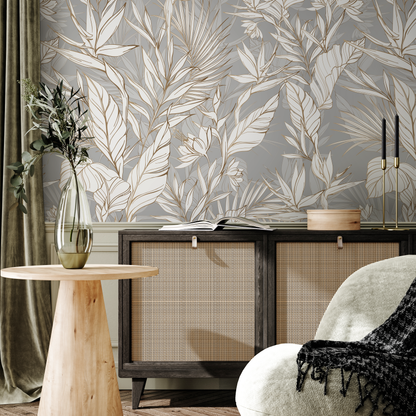 Wallpaper Peel and Stick Wallpaper Removable Wallpaper Home Decor Wall Art Wall Decor Room Decor / Tropical Gray Wallpaper - C403