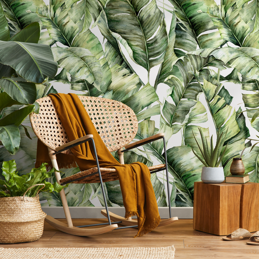 Wallpaper Peel and Stick Wallpaper Removable Wallpaper Home Decor Wall Art Wall Decor Room Decor / Green Banana Leaves Wallpaper - C405