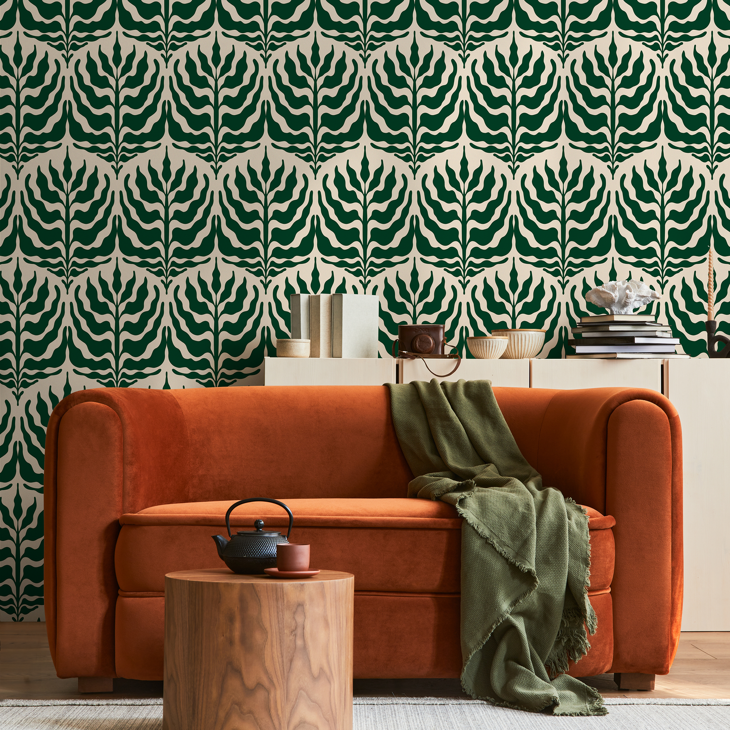 Wallpaper Peel and Stick Wallpaper Removable Wallpaper Home Decor Wall Art Wall Decor Room Decor / Abstract Green Leaves Wallpaper - C411