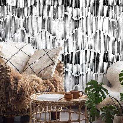 Wallpaper Peel and Stick Wallpaper Removable Wallpaper Home Decor Wall Art Wall Decor Room Decor / Abstract Black Lines - C421