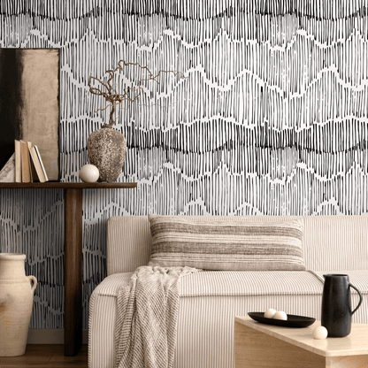 Wallpaper Peel and Stick Wallpaper Removable Wallpaper Home Decor Wall Art Wall Decor Room Decor / Abstract Black Lines - C421