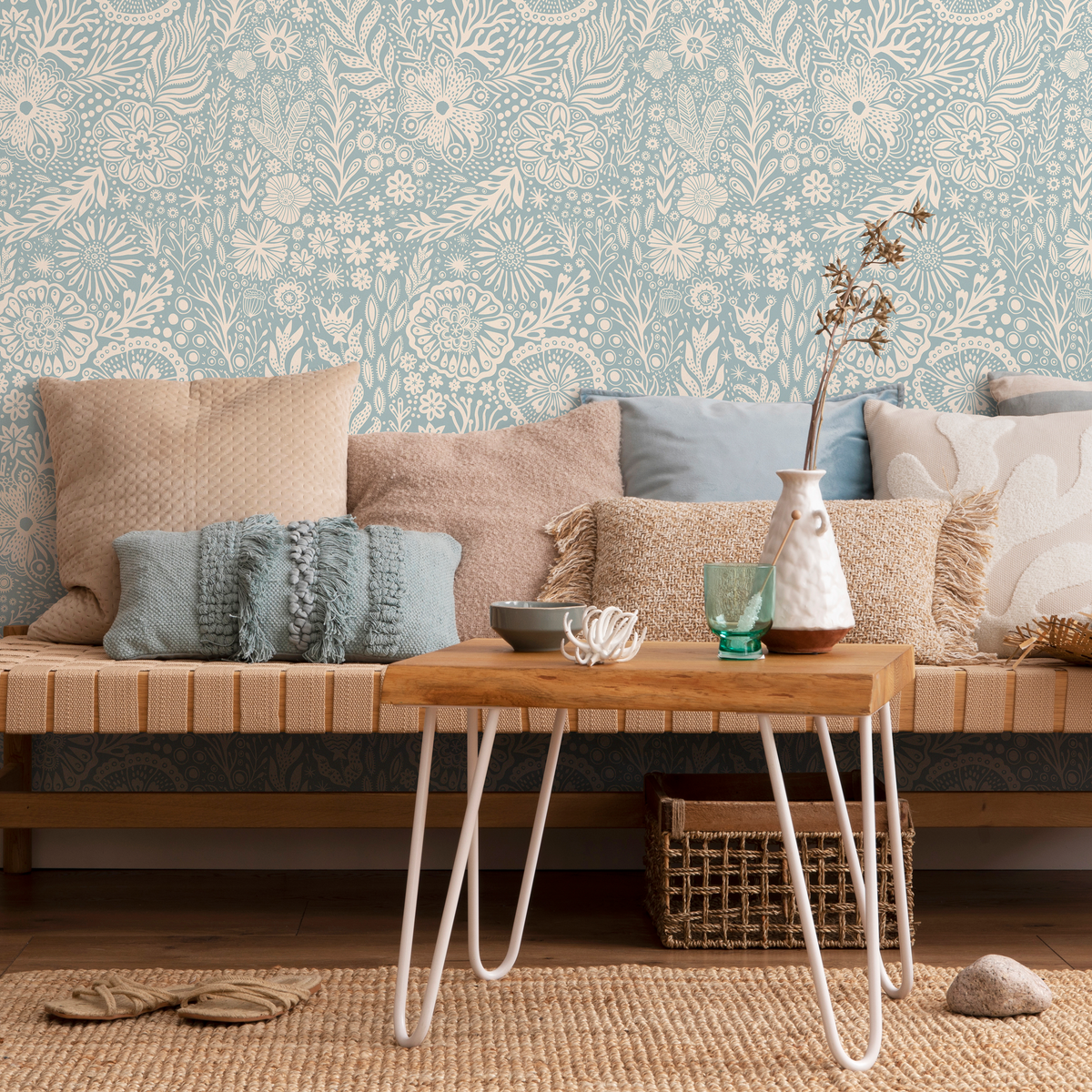 Wallpaper Peel and Stick Wallpaper Removable Wallpaper Home Decor Wall Art Wall Decor Room Decor / Floral Blue Wallpaper - C435 - ONDECOR.COM