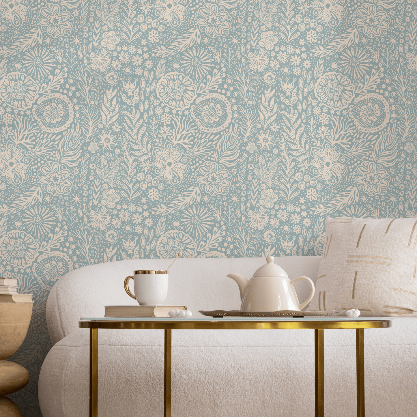 Wallpaper Peel and Stick Wallpaper Removable Wallpaper Home Decor Wall Art Wall Decor Room Decor / Floral Blue Wallpaper - C435