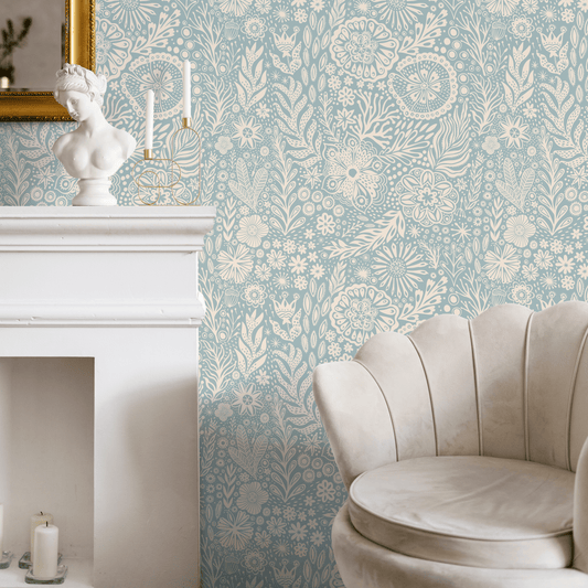 Wallpaper Peel and Stick Wallpaper Removable Wallpaper Home Decor Wall Art Wall Decor Room Decor / Floral Blue Wallpaper - C435