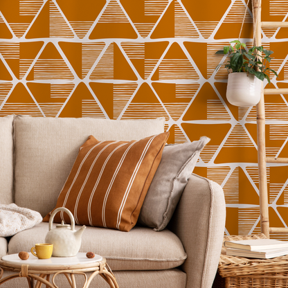 Wallpaper Peel and Stick Wallpaper Removable Wallpaper Home Decor Wall Art Wall Decor Room Decor / Orange Geometric Wallpaper - C466