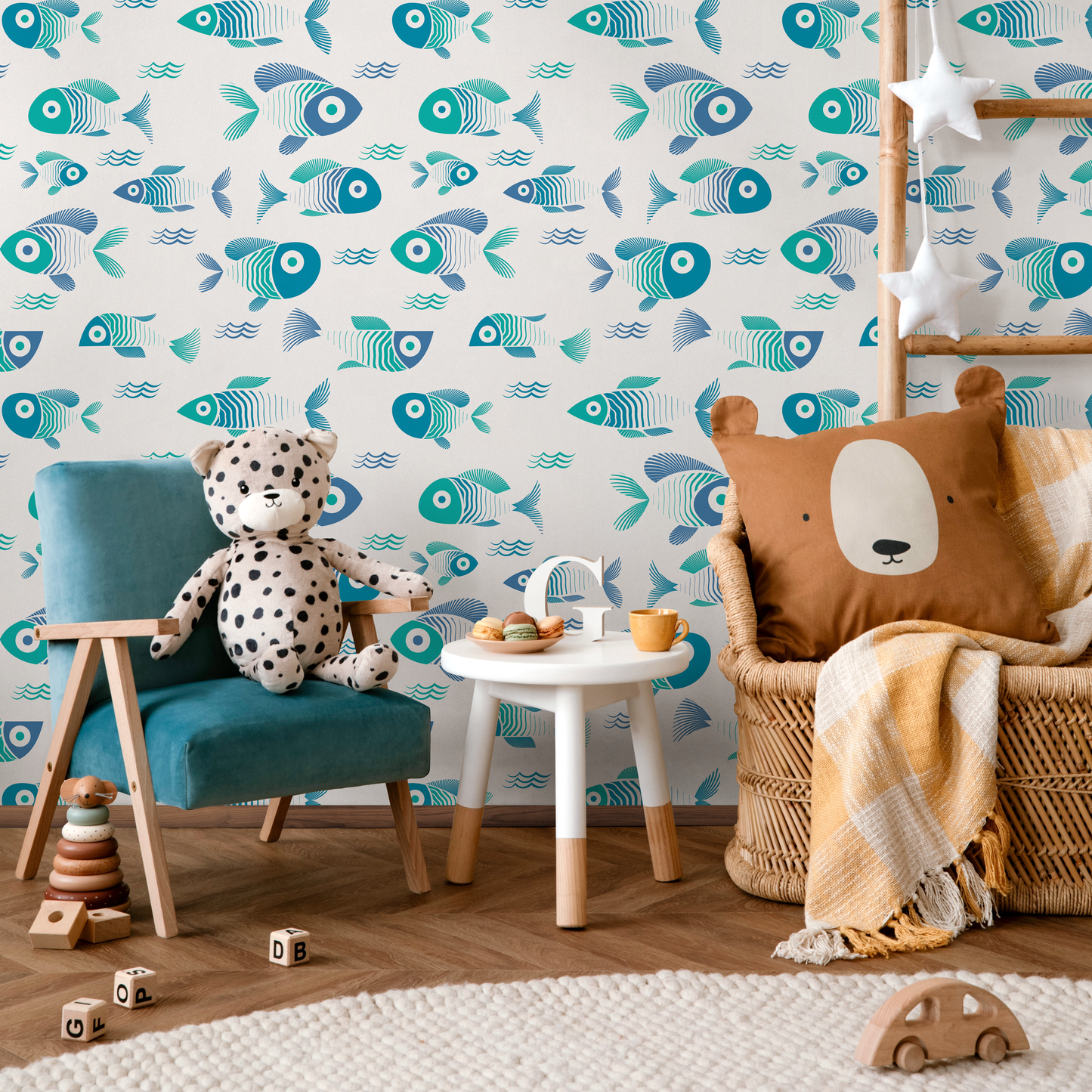 Wallpaper Peel and Stick Wallpaper Removable Wallpaper Home Decor Wall Art Wall Decor Room Decor / Cute Fish Wallpaper - C467