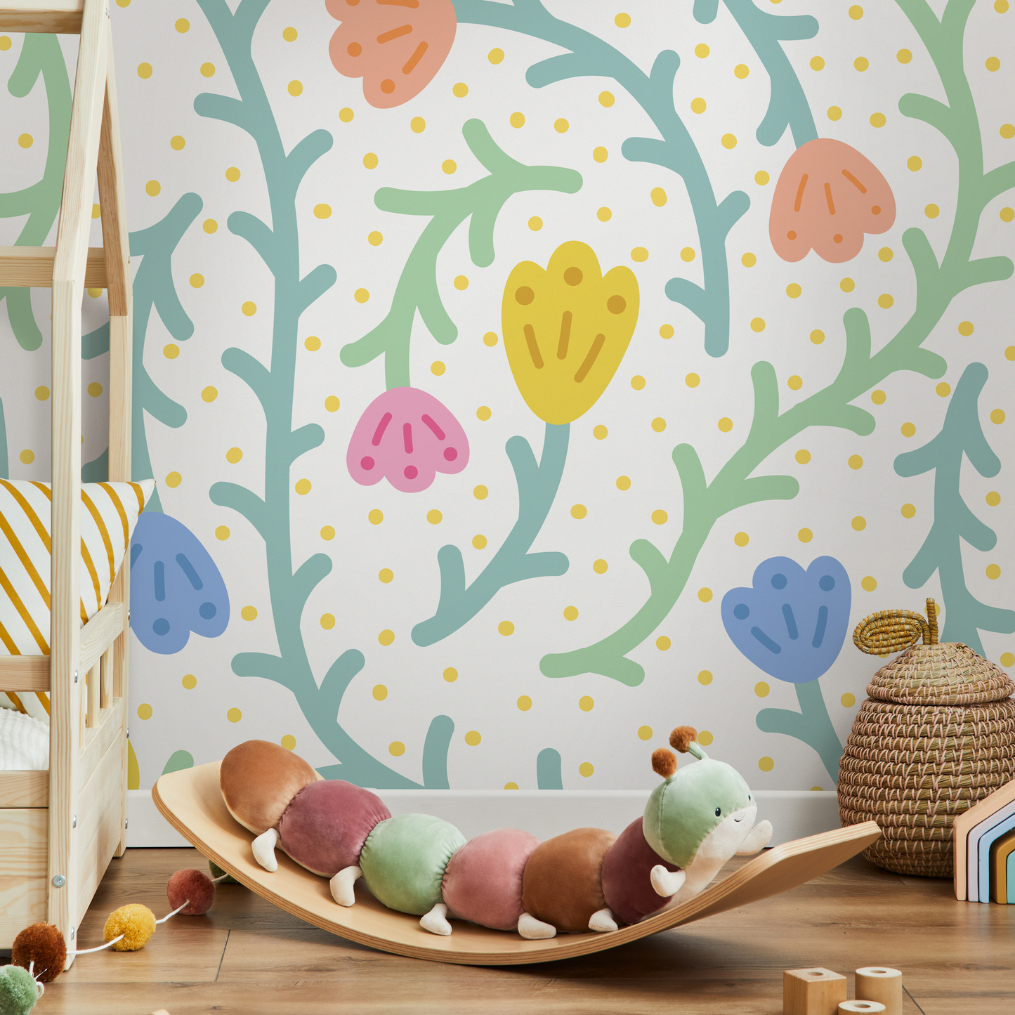 Wallpaper Peel and Stick Wallpaper Removable Wallpaper Home Decor Wall Art Wall Decor Room Decor / Colorful Floral Kid Wallpaper - C474