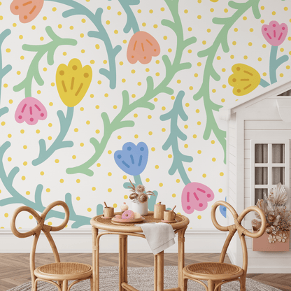 Wallpaper Peel and Stick Wallpaper Removable Wallpaper Home Decor Wall Art Wall Decor Room Decor / Colorful Floral Kid Wallpaper - C474