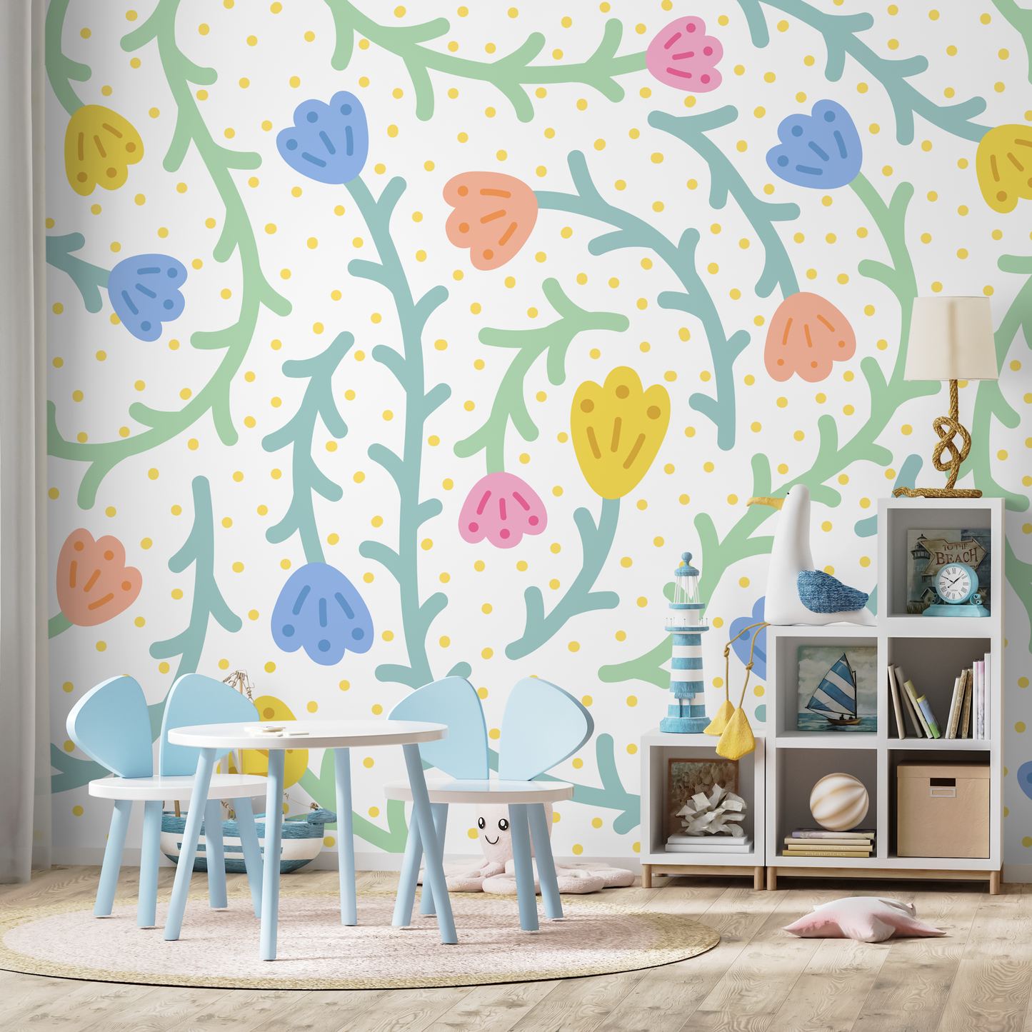 Wallpaper Peel and Stick Wallpaper Removable Wallpaper Home Decor Wall Art Wall Decor Room Decor / Colorful Floral Kid Wallpaper - C474