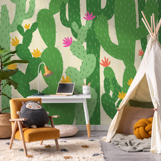 Wallpaper Peel and Stick Wallpaper Removable Wallpaper Home Decor Wall Art Wall Decor Room Decor / Kids Floral Cactus Wallpaper - C477