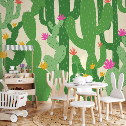 Wallpaper Peel and Stick Wallpaper Removable Wallpaper Home Decor Wall Art Wall Decor Room Decor / Kids Floral Cactus Wallpaper - C477