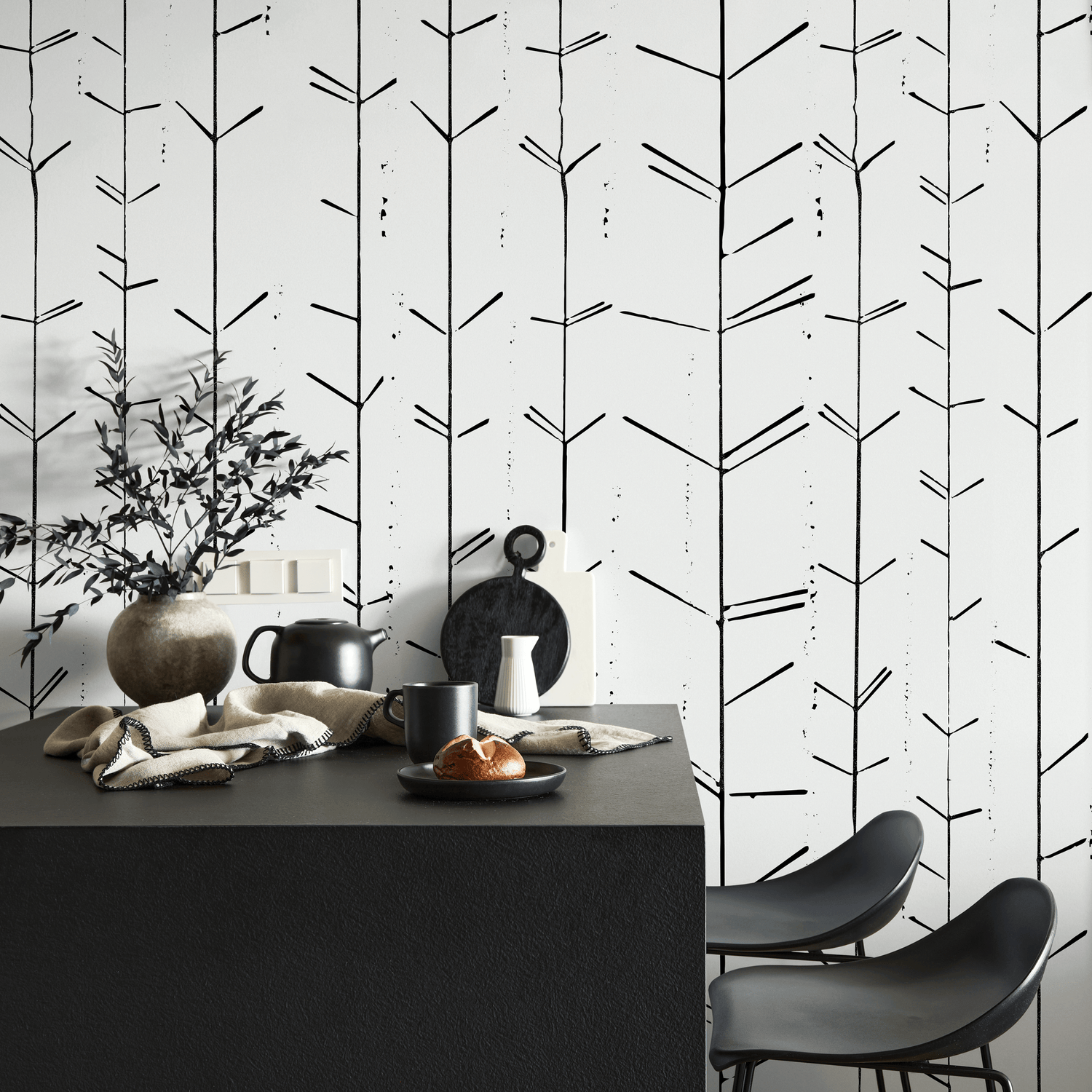 Papier peint autocollant amovible, décoration d'intérieur, art mural, décoration murale, décoration de chambre, papier peint bohème minimaliste - C485