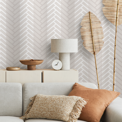 Wallpaper Peel and Stick Wallpaper Removable Wallpaper Home Decor Wall Art Wall Decor Room Decor / Beige Herringbone Wallpaper - C488