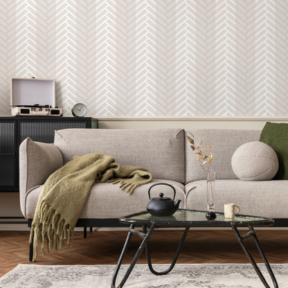 Wallpaper Peel and Stick Wallpaper Removable Wallpaper Home Decor Wall Art Wall Decor Room Decor / Beige Herringbone Wallpaper - C488