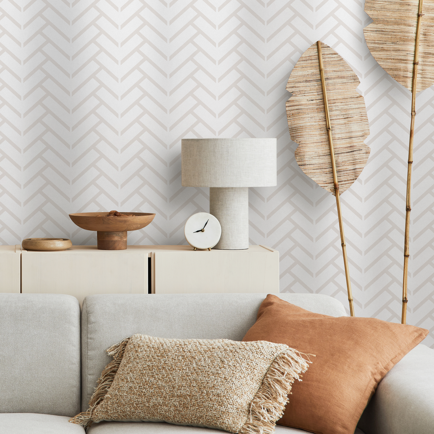 Wallpaper Peel and Stick Wallpaper Removable Wallpaper Home Decor Wall Art Wall Decor Room Decor / Neutral Herringbone Wallpaper - C489