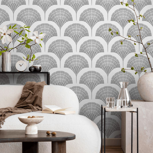 Wallpaper Peel and Stick Wallpaper Removable Wallpaper Home Decor Wall Art Wall Decor Room Decor / Gray Boho Palms Wallpaper - C501