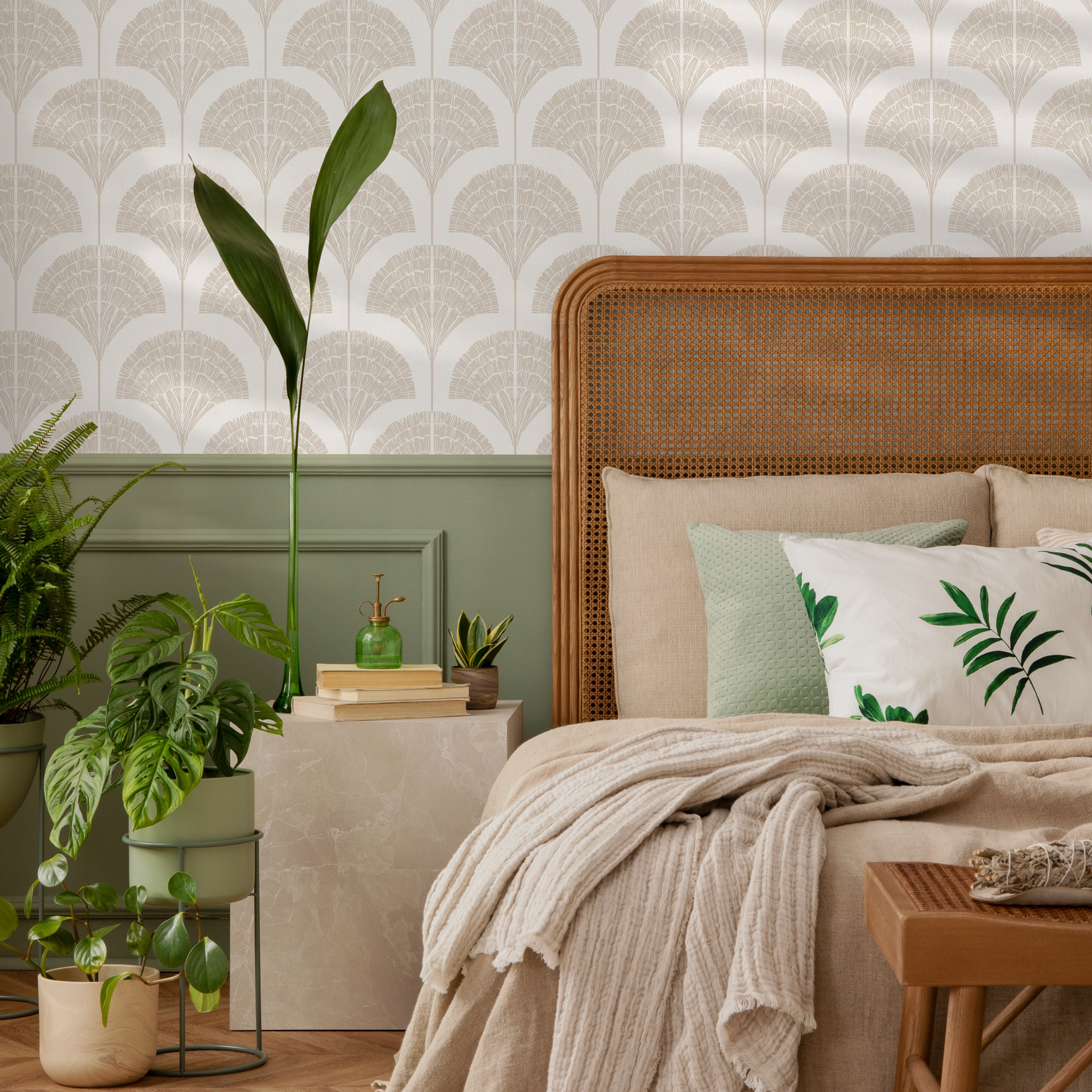 Wallpaper Peel and Stick Wallpaper Removable Wallpaper Home Decor Wall Art Wall Decor Room Decor / Beige Boho Palms Wallpaper - C505 - ONDECOR.COM