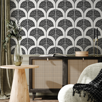 Wallpaper Peel and Stick Wallpaper Removable Wallpaper Home Decor Wall Art Wall Decor Room Decor / Black Boho Palms Wallpaper - C506