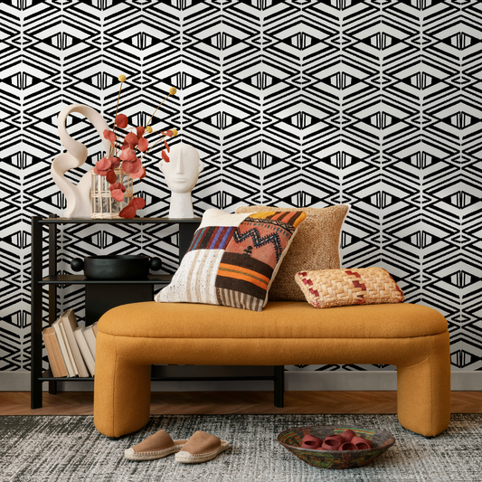 Wallpaper Peel and Stick Wallpaper Removable Wallpaper Home Decor Wall Art Wall Decor Room Decor / Black Modern Geometric Wallpaper - C539