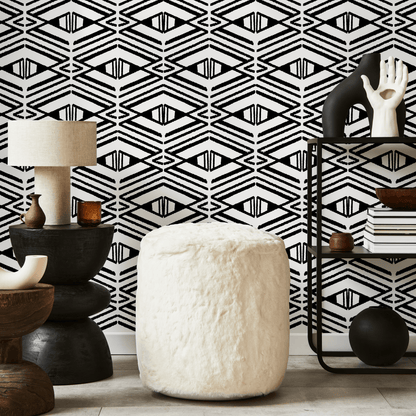 Wallpaper Peel and Stick Wallpaper Removable Wallpaper Home Decor Wall Art Wall Decor Room Decor / Black Modern Geometric Wallpaper - C539