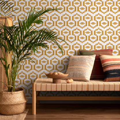 Wallpaper Peel and Stick Wallpaper Removable Wallpaper Home Decor Wall Art Wall Decor Room Decor / Yellow Boho Wallpaper - C542