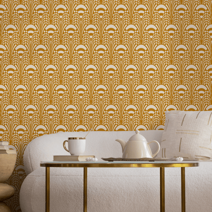 Wallpaper Peel and Stick Wallpaper Removable Wallpaper Home Decor Wall Art Wall Decor Room Decor / Yellow Retro Mid Century Wallpaper - C544