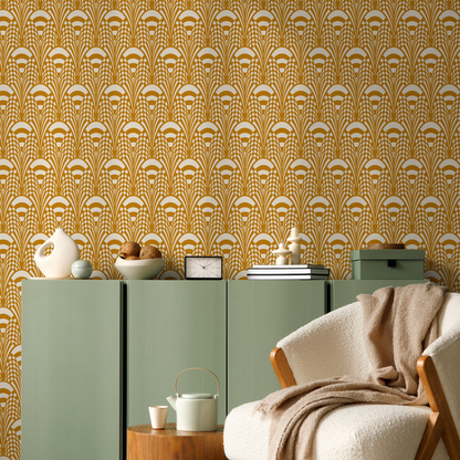 Wallpaper Peel and Stick Wallpaper Removable Wallpaper Home Decor Wall Art Wall Decor Room Decor / Yellow Retro Mid Century Wallpaper - C544