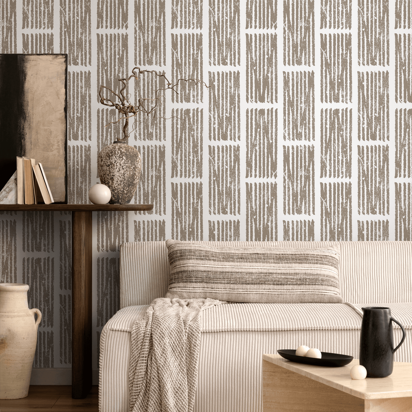 Wallpaper Peel and Stick Wallpaper Removable Wallpaper Home Decor Wall Art Wall Decor Room Decor / Beige and Gray Geometric Wallpaper - C551