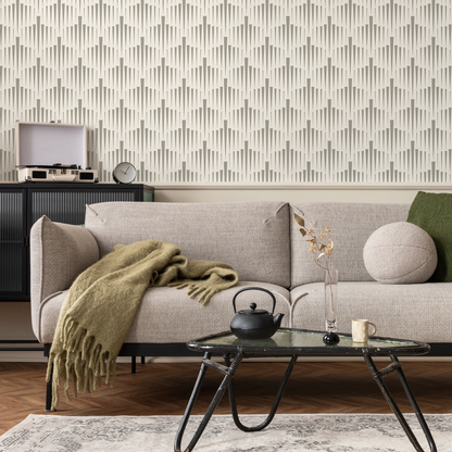 Wallpaper Peel and Stick Wallpaper Removable Wallpaper Home Decor Wall Art Wall Decor Room Decor / White and Beige Geometric Wallpaper- C559