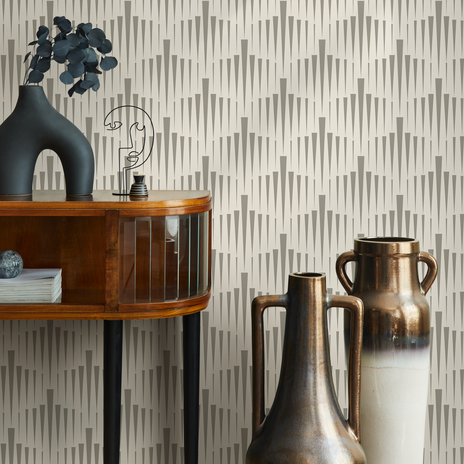 Papel tapiz autoadhesivo, papel tapiz extraíble, decoración del hogar, arte de pared, decoración de habitaciones / Papel tapiz geométrico blanco y beige - C559