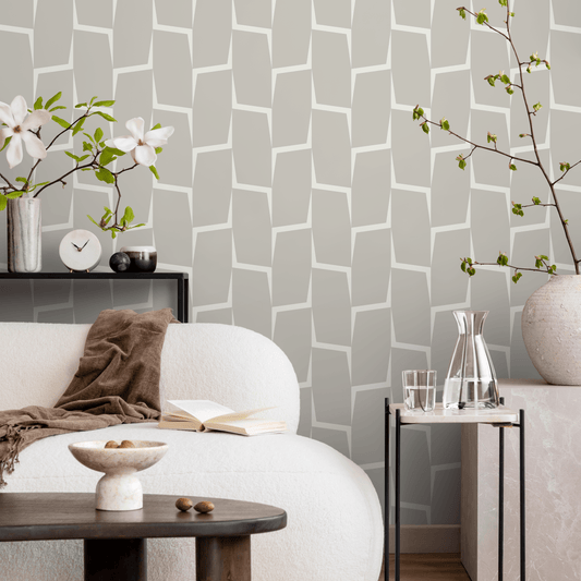 Wallpaper Peel and Stick Wallpaper Removable Wallpaper Home Decor Wall Art Wall Decor Room Decor / White and Beige Abstract Wallpaper- C560