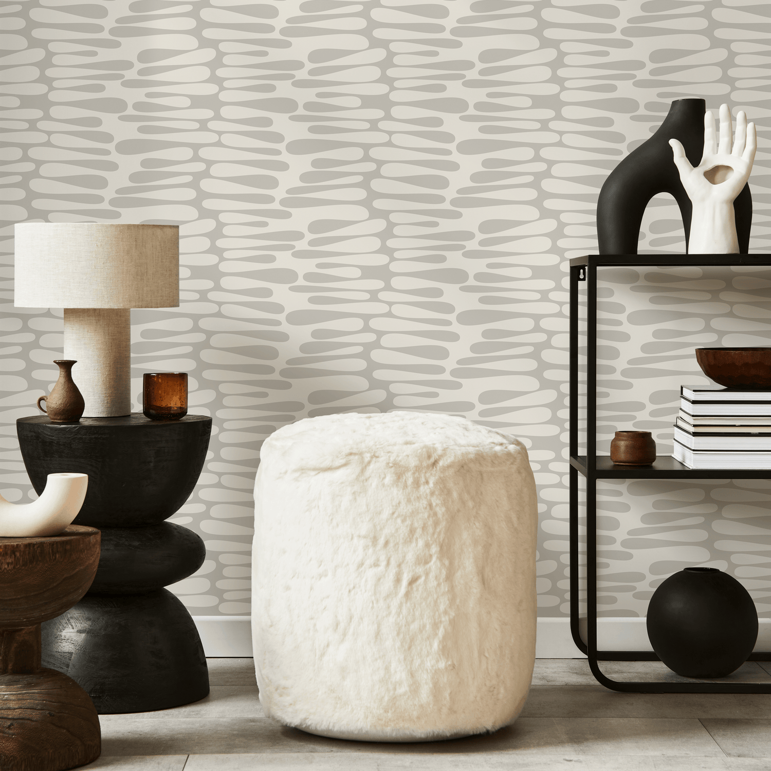 Papel pintado autoadhesivo, papel pintado extraíble, decoración del hogar, arte de pared, decoración de habitaciones / Papel pintado abstracto beige - C571