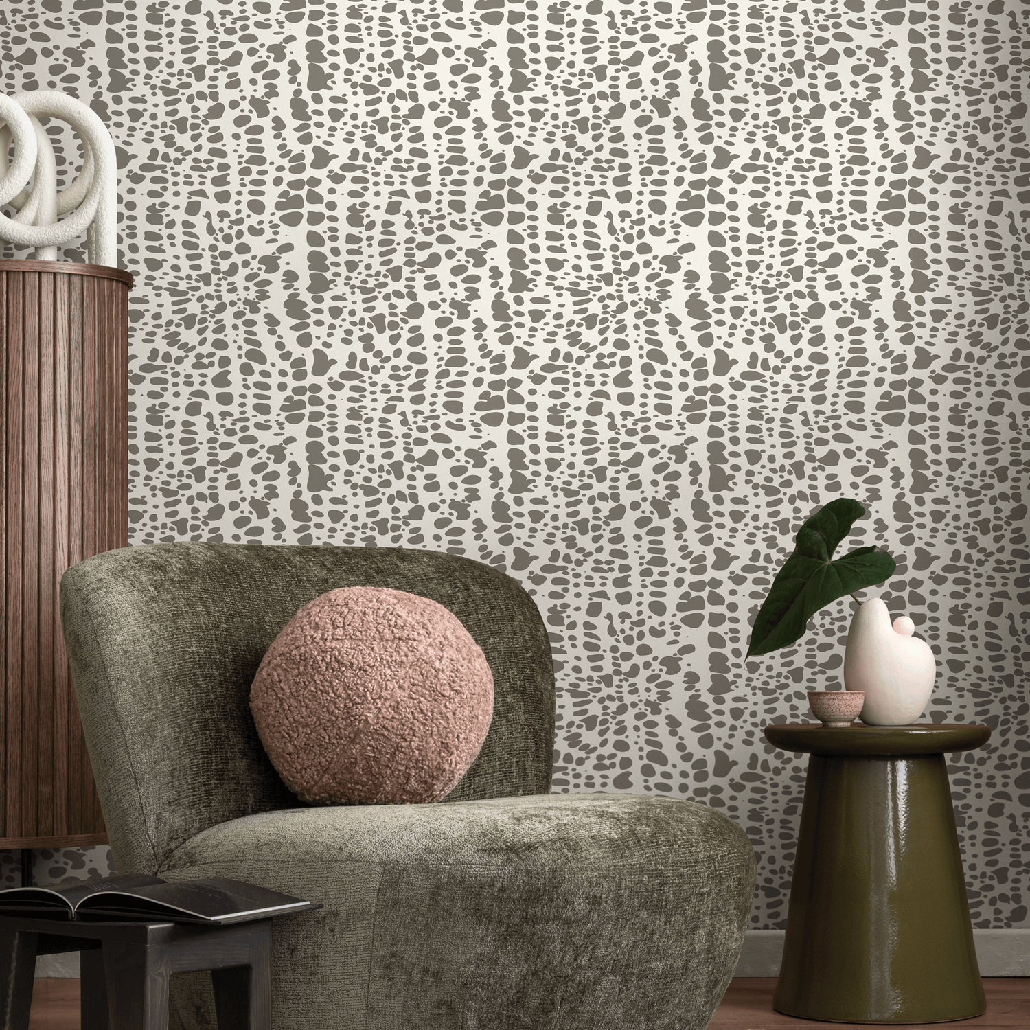 Papel tapiz autoadhesivo, papel tapiz removible, decoración del hogar, arte de pared, decoración de habitaciones / Papel tapiz beige de lunares - C572