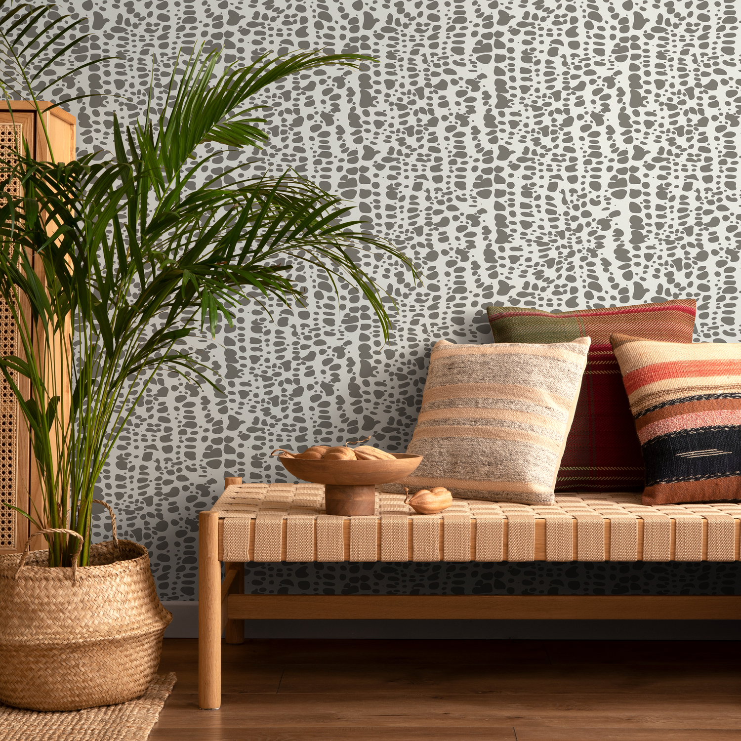 Papel tapiz autoadhesivo, papel tapiz removible, decoración del hogar, arte de pared, decoración de habitaciones / Papel tapiz beige de lunares - C572