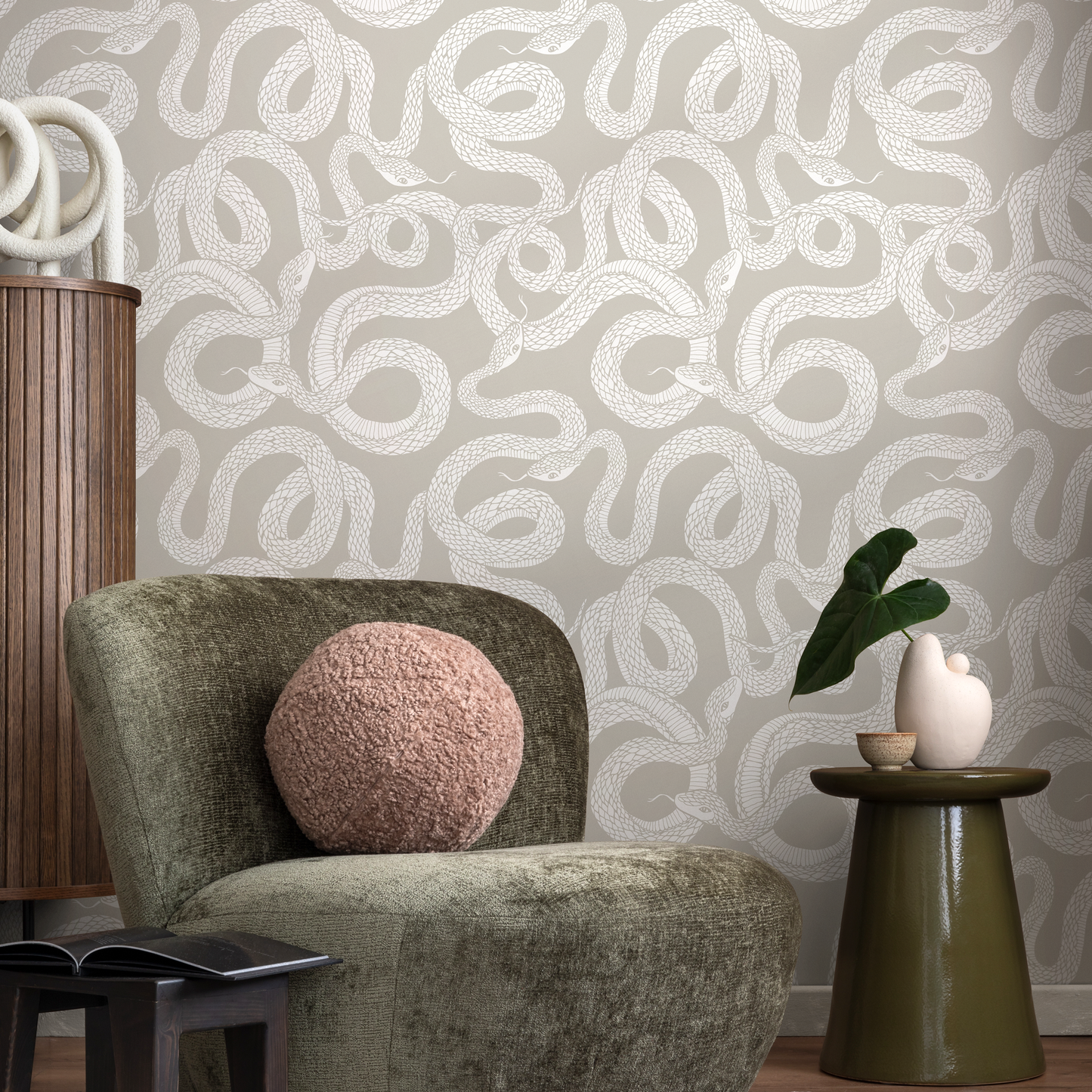 Wallpaper Peel and Stick Wallpaper Removable Wallpaper Home Decor Wall Art Wall Decor Room Decor / Beige Snake Wallpaper - C575