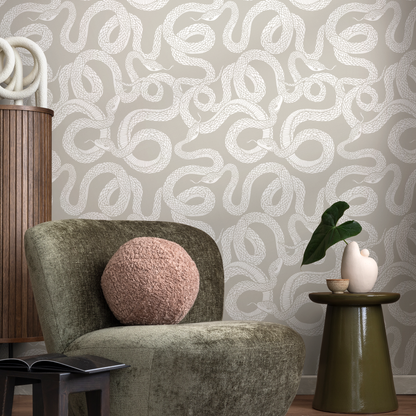 Wallpaper Peel and Stick Wallpaper Removable Wallpaper Home Decor Wall Art Wall Decor Room Decor / Beige Snake Wallpaper - C575