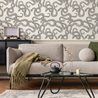 Wallpaper Peel and Stick Wallpaper Removable Wallpaper Home Decor Wall Art Wall Decor Room Decor / Gray Black Snake Wallpaper - C576