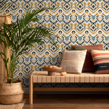 Wallpaper Peel and Stick Wallpaper Removable Wallpaper Home Decor Wall Art Wall Decor Room Decor / Boho Geometric Wallpaper -  C585