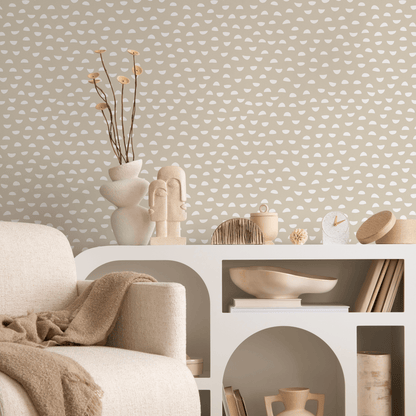 Wallpaper Peel and Stick Wallpaper Removable Wallpaper Home Decor Wall Art Wall Decor Room Decor / Beige Polka Dot Wallpaper - C587